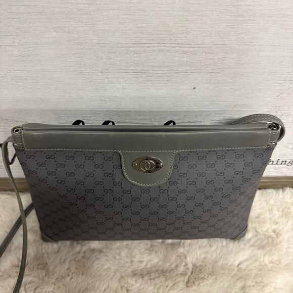 Vintage Gucci Ophidia Micro GG Monogram Gray Leather Crossbody Bag Purse Italy - Picture 4 of 14
